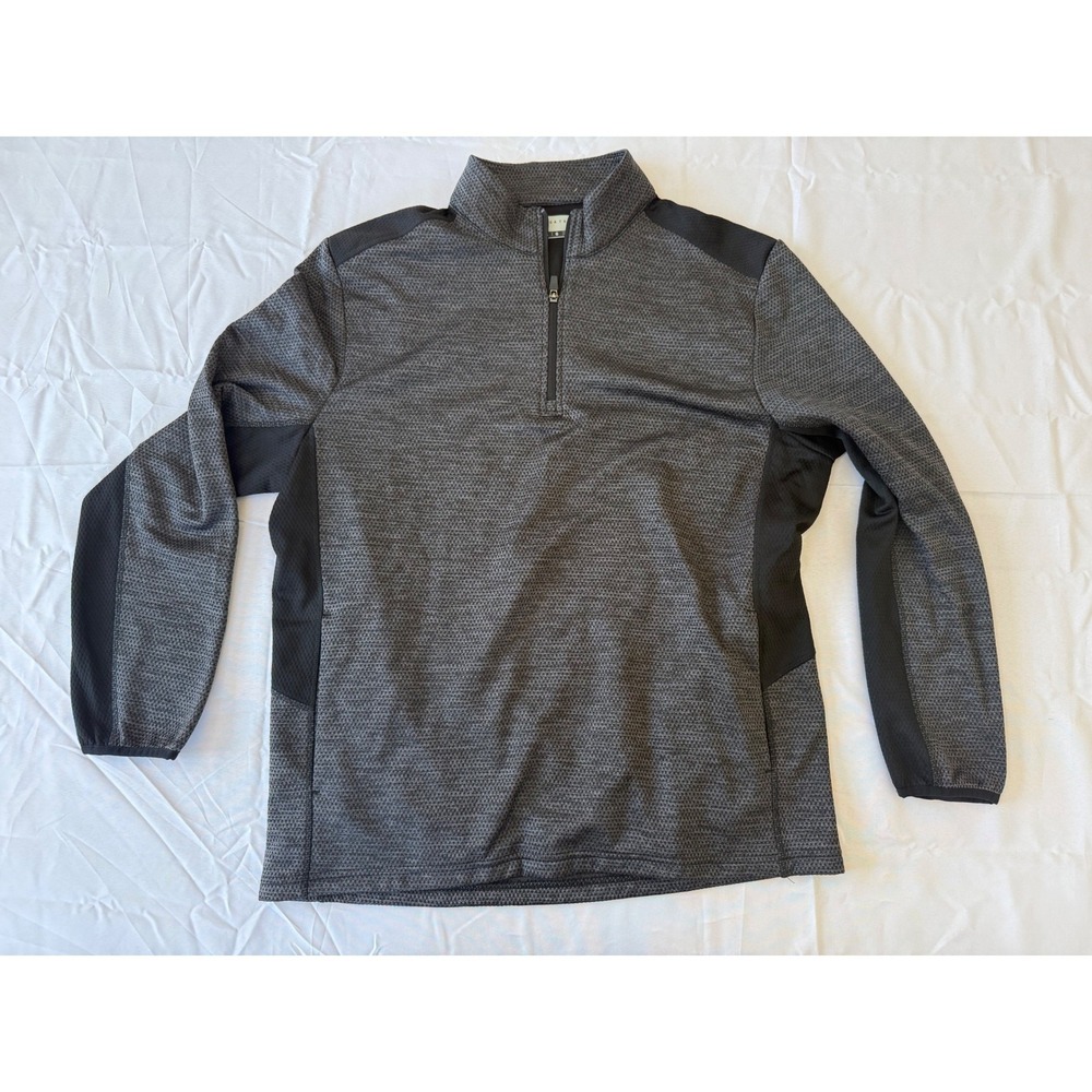 PGA Tour Quarter Zip Pullover Mens Large Gray Honeycomb Textured Golf Top Office